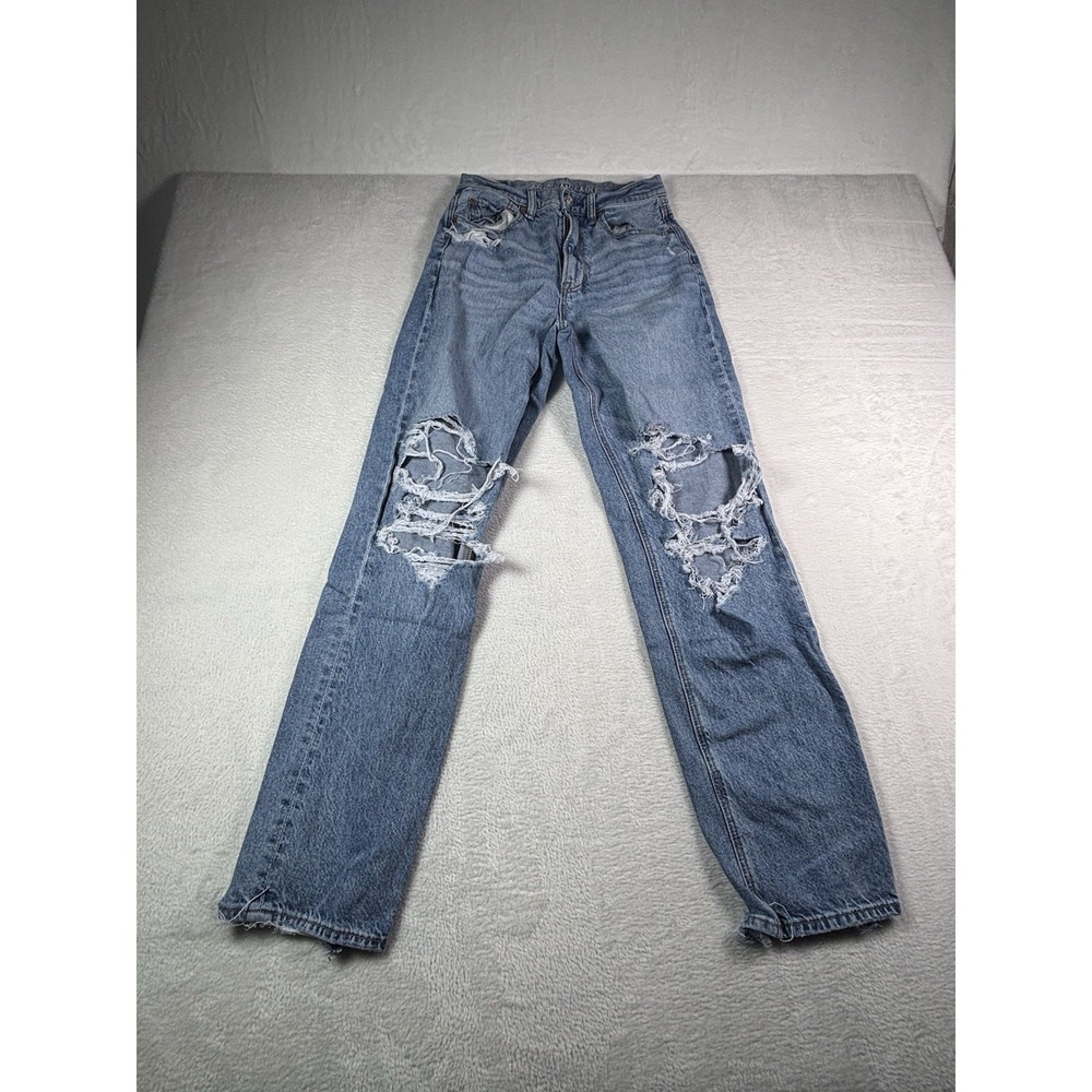 American Eagle Women's Jeans Strigid Highest  Rise Baggy Straight Size 2